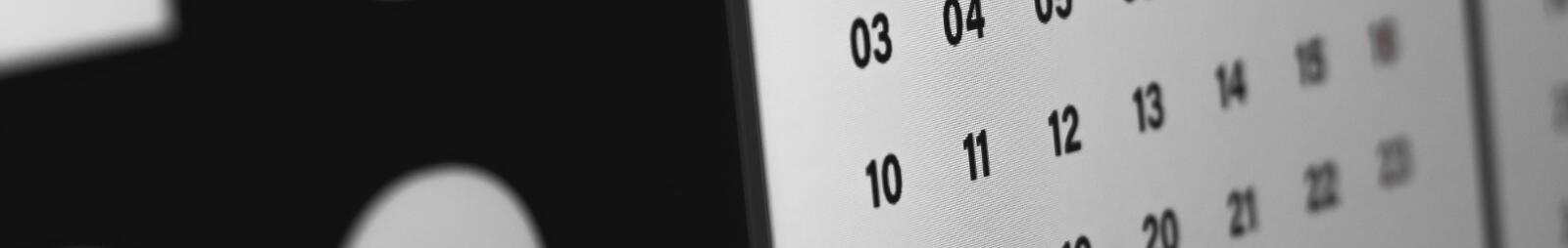 A close up of a calendar