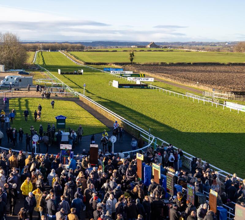 The parade ring at Sedgefield lined with bookmakers